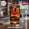 Stainless steel tumbler featuring Cristiano Ronaldo, Portugal flag, World Cup trophy, and text One Journey Six World Cups.!