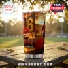 Stainless steel tumbler featuring Cristiano Ronaldo, soccer stadium imagery, gold number 6, and text Sixth World Cup 2026.!