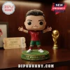 Cristiano Ronaldo vinyl figure in a red and green Portugal soccer kit on a green base labeled Six World Cups.!