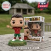 Cristiano Ronaldo Funko Pop figure in Portugal kit standing on a base labeled Six World Cups 2006 to 2026 with packaging.!