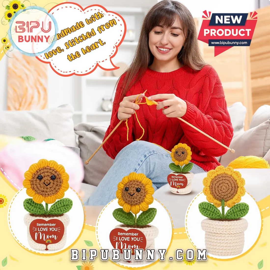 Crochet Sunflower Emotional Support Plush Crochet Sunflower Emotional Support Plush