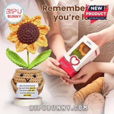 Crochet Sunflower Potted Plant Emotional Support Gift