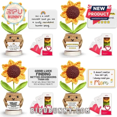 Crochet Sunflower Potted Plant Emotional Support Gift