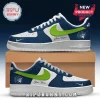 Minnesota Lynx basketball sneakers in navy, white, and lime green with custom name placement and rubber Air soles.!