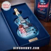 David Bowie signature edition Bombay Sapphire gin bottle shaped like an electric guitar in a blue velvet-lined gift box.!