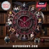 Death Note character wall clock featuring Ryuk, Light Yagami, and L figurines on a dark red circular dial with crystals.!
