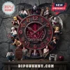 Death Note character wall clock featuring Ryuk, Light Yagami, and L figures around a red crystal face on stone texture.!