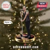 Depeche Mode 2026 Christmas ornament featuring Dave Gahan singing at a microphone on a round gold-rimmed disc.
