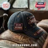 Depeche Mode Enjoy The Silence denim baseball cap featuring brown leather patches and metallic rivets on dark fabric.