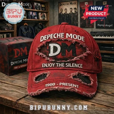 Depeche Mode Enjoy The Silence Red Distressed Baseball Cap