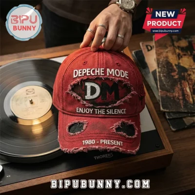 Depeche Mode Enjoy The Silence Red Distressed Baseball Cap