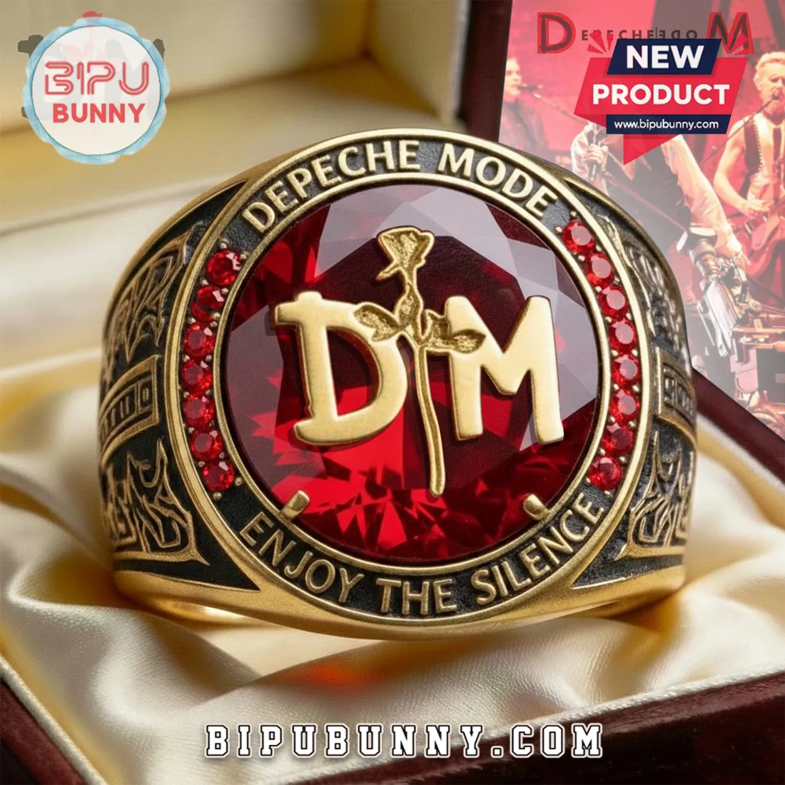 Depeche Mode Enjoy The Silence Red Stone Gold Ring Depeche Mode Enjoy The Silence Red Stone Gold Ring