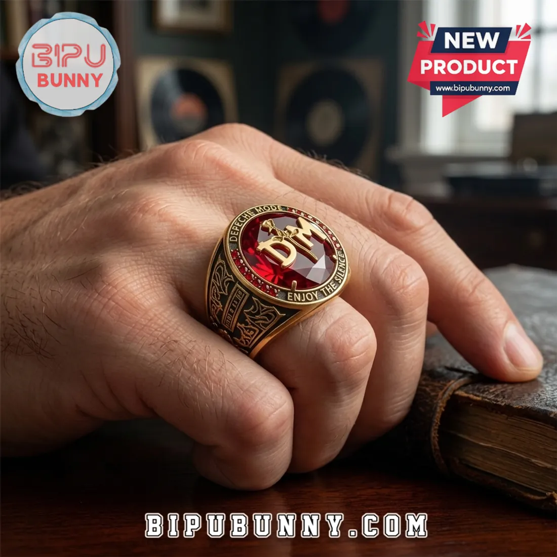 Depeche Mode Enjoy The Silence Red Stone Gold Ring Depeche Mode Enjoy The Silence Red Stone Gold Ring