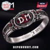 Depeche Mode Enjoy the Silence Stainless Steel Bracelet featuring a DM logo, red roses, and keyboard motifs on black metal.