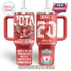 Diogo Jota Liverpool FC commemorative stainless steel tumbler with straw, red and white graphics, and player statistics.!