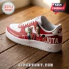 Custom Nike Air Force 1 sneaker featuring Liverpool FC player Diogo Jota, the Premier League trophy, and red accents.!