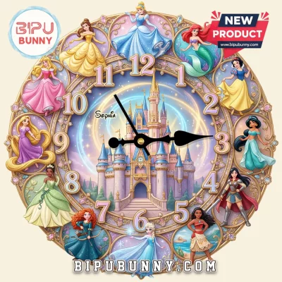 Disney Princess Personalized Acrylic Wall Clock 2026