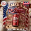 Dr Pepper 250 Years Freedom Embossed Whiskey Glass featuring American flag graphics, fireworks, and a soda can illustration.