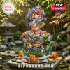 Dragon Ball 40th anniversary bust featuring Goku and multiple series characters on a stone pedestal in a garden.!