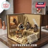 Dune brick construction diorama featuring a sandworm, two characters in stillsuits, and Arrakis-themed wall posters.!