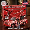 Van Halen building block set with red and white striped pickup truck, Eddie Van Halen minifigure, and 5150 amplifier.!