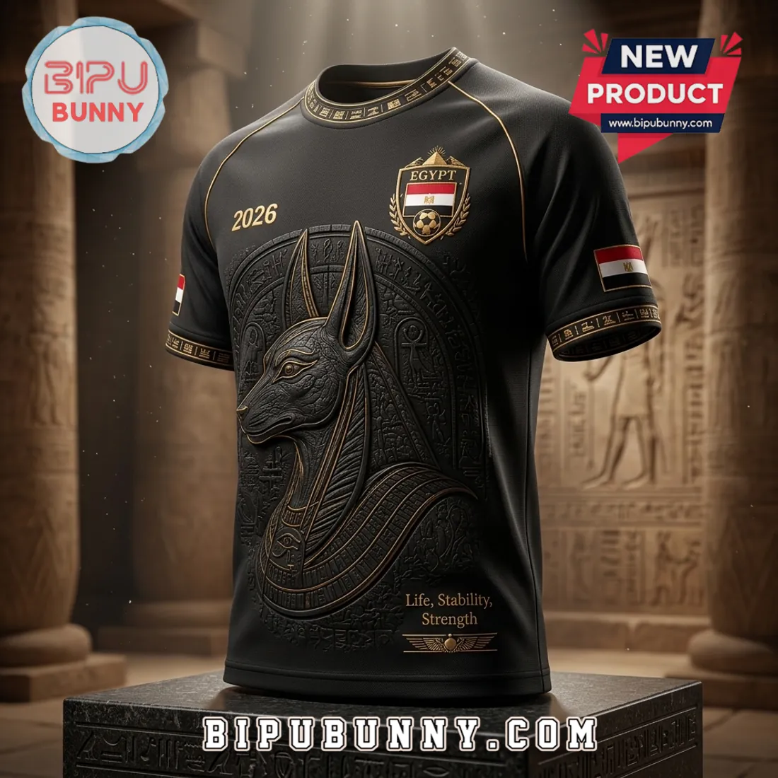 Egypt 2026 Anubis Emblem Football T-Shirt Egypt 2026 Anubis Emblem Football T-Shirt