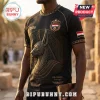 Black athletic shirt featuring an Anubis head, Egypt crest, 2026 text, and golden hieroglyphic patterns on a male torso.!