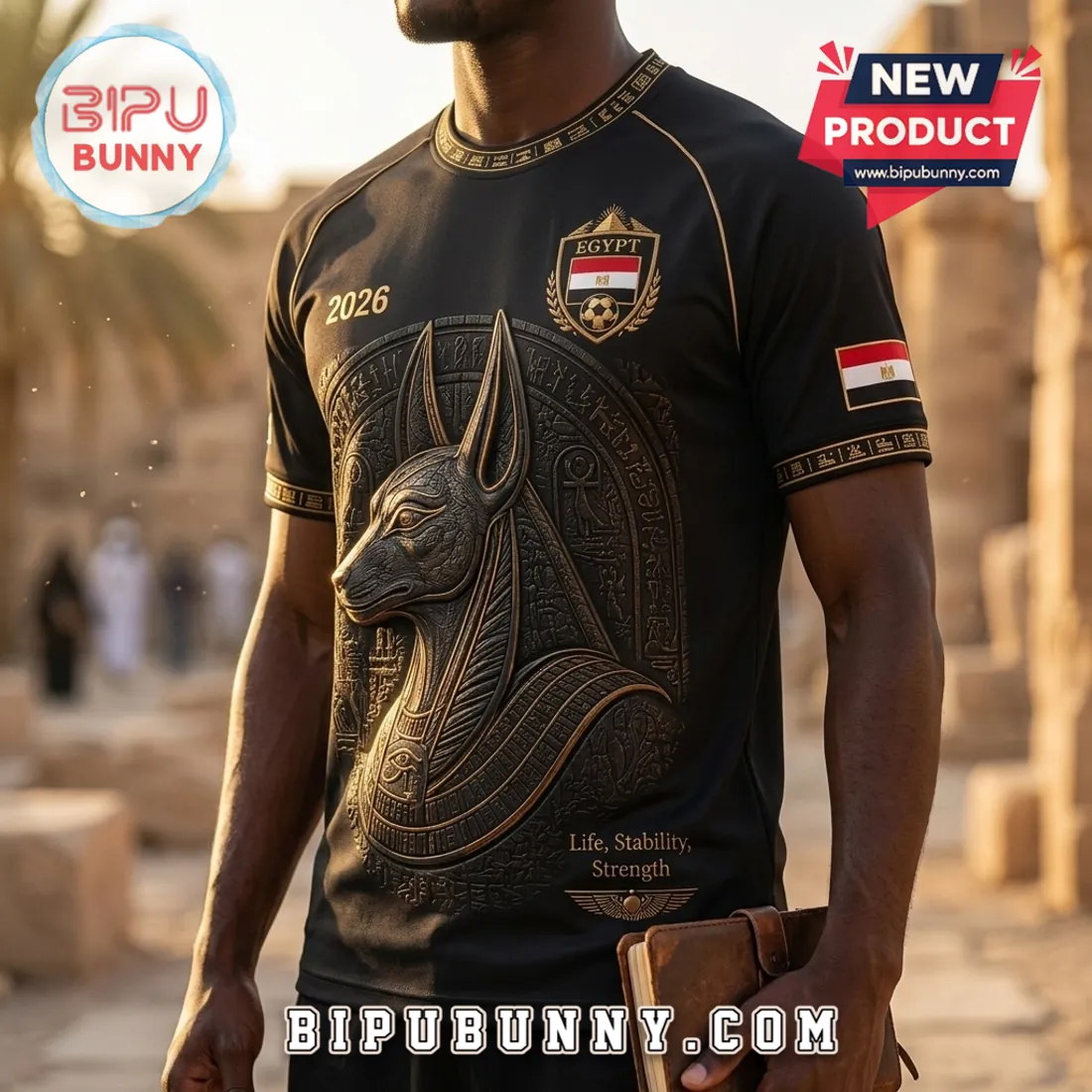 Egypt 2026 Anubis Emblem Football T-Shirt Egypt 2026 Anubis Emblem Football T-Shirt