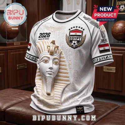 Egypt National Team 2026 Embossed Pharaoh White T-Shirt