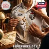 White polo shirt featuring a gold Egyptian pharaoh mask print, Egypt soccer emblem, 2026 text, and hieroglyphic patterns.!