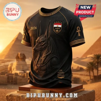 Egypt National Team Anubis Gold 2026 Black T-Shirt Egypt National Team Anubis Gold 2026 Black T-Shirt