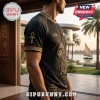 Black t-shirt featuring Anubis emblem, gold ankh sleeve detail, 2026 text, and Egyptian hieroglyphic patterns.!