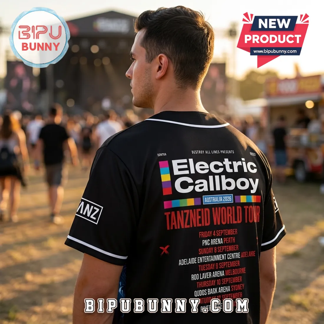 Electric Callboy Tanzneid 2026 World Tour Black Baseball Jersey Electric Callboy Tanzneid 2026 World Tour Black Baseball Jersey