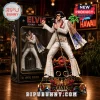 Elvis Presley Aloha From Hawaii sculpted vinyl figure wearing a white studded jumpsuit and cape holding a microphone.