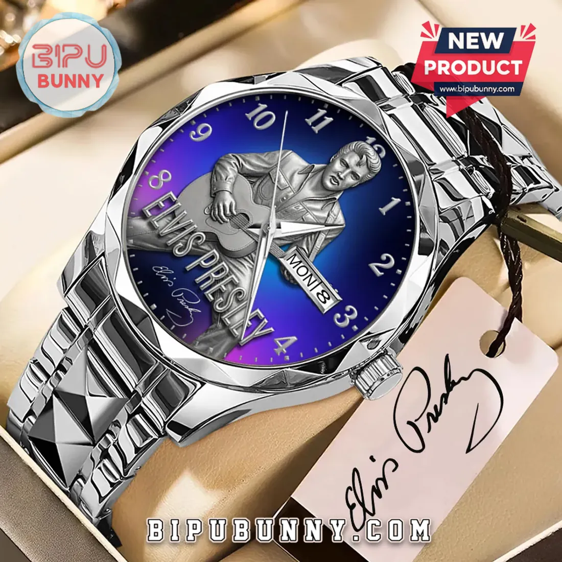 Elvis Presley Blue Gradient Dial Silver Tone Quartz Watch Elvis Presley Blue Gradient Dial Silver Tone Quartz Watch