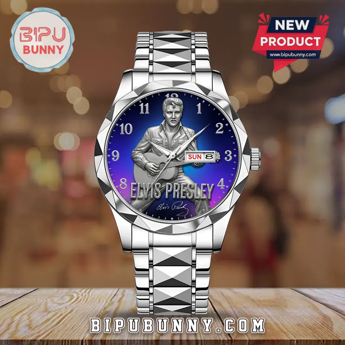 Elvis Presley Blue Gradient Dial Silver Tone Quartz Watch Elvis Presley Blue Gradient Dial Silver Tone Quartz Watch