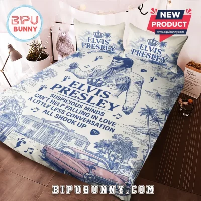 Elvis Presley Blue Toile Duvet Bedding Set