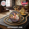 Gold pocket watch featuring an Elvis Presley portrait, American flag, Graceland mansion, and pink car on the watch face.!