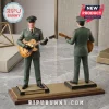 Elvis Presley Military Limited Edition Vinyl Figure showing front and back views on a gold stand holding a guitar.