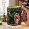 Enchanted Forest Witches Personalized Ceramic Mug featuring two female fantasy characters, magic spells, and stone columns.