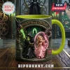 Enchanted Forest Witches Personalized Ceramic Mug featuring green and pink magic, two characters, and stone archway art.