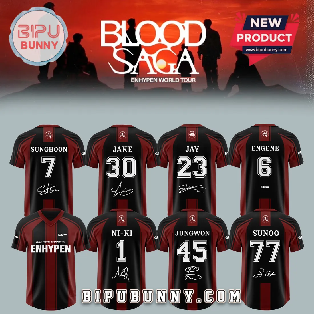 ENHYPEN Blood Saga 2026 World Tour Football Jersey ENHYPEN Blood Saga 2026 World Tour Football Jersey