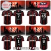 Enhypen Blood Saga tour jerseys featuring black and red vertical stripes with custom names, numbers, and printed signatures.!