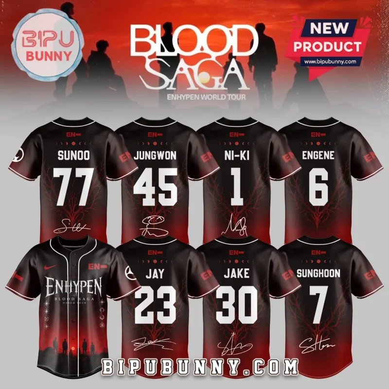 ENHYPEN Blood Saga World Tour Crimson Baseball Jersey - Top