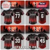 Four Enhypen Blood Saga baseball jerseys with black and red gradient designs, featuring band logos and member names on back.!