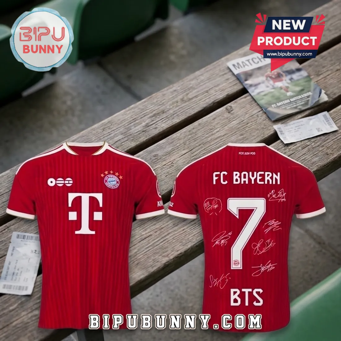 FC Bayern Munich x BTS Red Soccer Jersey FC Bayern Munich x BTS Red Soccer Jersey