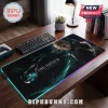 Final Fantasy VII gaming mouse pad with LED edge lighting, featuring Cloud Strife and dark teal glowing graphic patterns.!