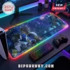 Final Fantasy X Tidus and Yuna scene printed on a large LED gaming mouse pad with RGB perimeter lighting on a desk.!