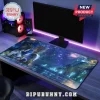 Final Fantasy X gaming mouse pad with Yuna and Tidus on a starry lake background on a dark desk with RGB lighting.!