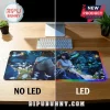 Final Fantasy X gaming mouse pad with Tidus and Yuna artwork, featuring a non-LED and an RGB LED backlit version side-by-side.!